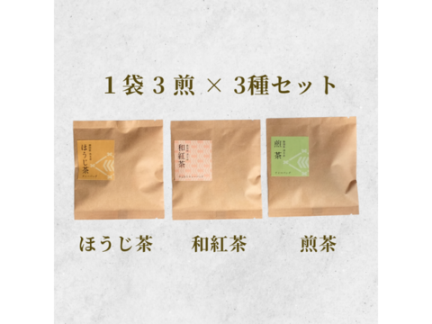 【ギフトセット】 煎茶・和紅茶・ほうじ茶(各3パック)ティーバッグギフト【農薬・化学肥料不使用】