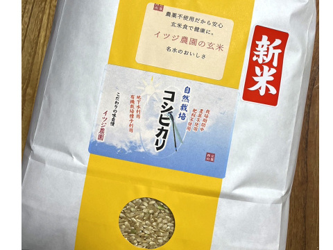 【令和6年新米】コシヒカリ・玄米（5kg）【自然栽培　栽培期間中　農薬・肥料不使用】