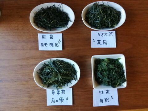 緑茶大好きセット！京都産 5種類の緑茶をお得なセットでどうぞ！それぞれの個性を楽しめます。（農薬・化学肥料・除草剤・畜産堆肥不使用）　【備考欄よりご依頼で贈呈用箱入り包装も承っております！】