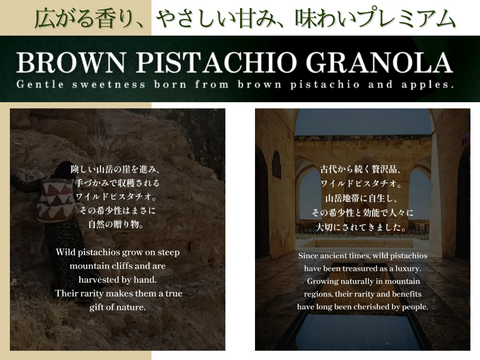 無添加グラノーラ 味わいプレミアム！ブラウンピスタチオと信州りんごのコラボ 長野市 2025年産サンふじ使用 りんご生産農家直送 化学肥料不使用 除草剤不使用 人にやさしく環境にもやさしい農産物