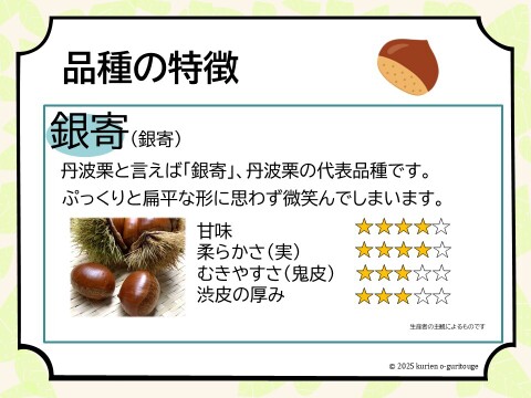 京都府綾部市産　丹波くり「銀寄」 希少4Lサイズ 約1kg（本州のみ）
