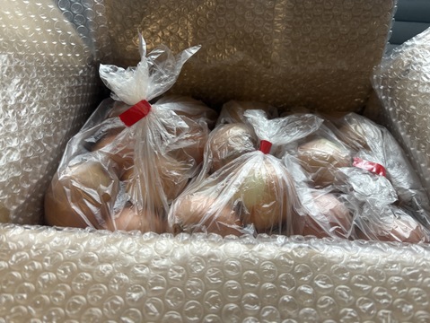 諸物価高騰応援価格‼️甘さと食感が…タマネギSサイズ5kg×2箱¥1,150円❗️2箱同梱で送料節約
北海道　直播玉ねぎ