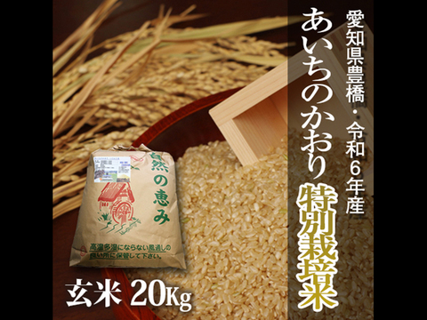 【栽培期間中農薬不使用】あいちのかおり 玄米20kg（10㎏×2袋）【令和6年・愛知県産】