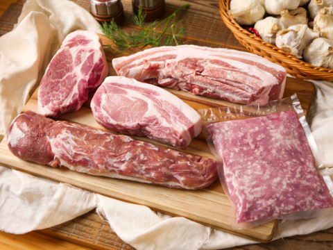 〖放牧豚・デュロック純粋種〗希少なかたまり肉を楽しむ！冷凍精肉おまかせセット 1kg