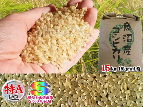 南魚沼産コシヒカリ玄米15kg(15k×1)令和3年産🌾