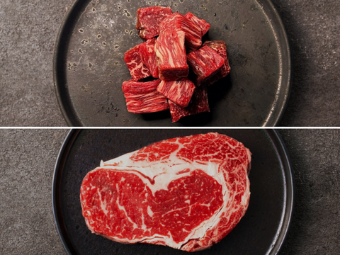 【30％OFF】［～1/18まで］祝・新成人！おうちで贅沢ステーキセット（500g）（リブロース・さいころ）