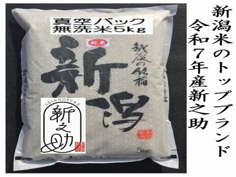 長期保存可能な真空パック　無洗米　大粒で　粒感がありしっかりとした食感　冷めても固くなりにくい新米　新潟県のお米のトップブランド　新之助（新潟県認証銘柄）　白米5kg ×2個★農家直送★色彩選別
