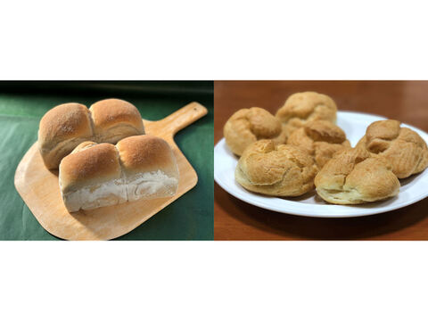 【超貴重な有機JAS認証パン】パンセット⑩+Sweets③:麦の栽培から一貫生産 自然栽培小麦のみ使用した有機JAS対応パンドミー2個+食べる人の健康を考えた有機JAS対応シュークリーム×6
