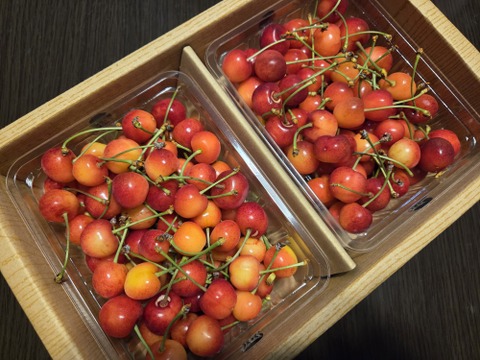 (訳あり)山梨県産さくらんぼ　佐藤錦1kg×2 さくらんぼ佐藤錦1kg（500g×2パック）きれい詰Lサイズ以上