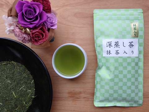 濃いお茶好きな方へ‼︎ 茶草場農法の抹茶入り　深蒸し茶　100g