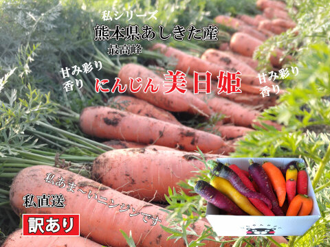 熊本県芦北産甘いフルーツにんじん「食べ比べ」【訳あり】詰め合わせ美日姫２キロ農薬不使用 化学肥料不使用 高品質にんじん 皮ごとサラダ ジュース  炒めても絶品  スティックやジュースで無限消費確定！