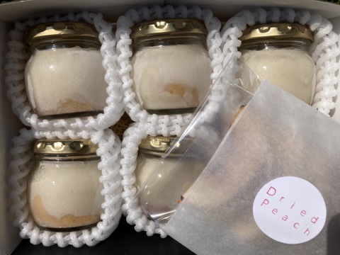 お風呂上がりのデザートに！「ももミルクぷりん」と「厚切り桃ドライ」の桃尽くしセット<解凍レベルも楽しめます>