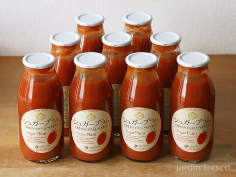 高糖度・高リコピン(13mg)ミニトマトシュガープラム超濃厚ジュース9本セット、旨味と甘さで料理にも使えます(300177)