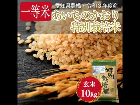 【栽培期間中農薬不使用・一等米】あいちのかおり 玄米10kg（5kg×2袋）【令和3年・愛知県産】