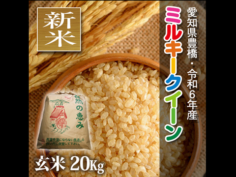 ★新米★【節減対象農薬6割減】ミルキークイーン 玄米20g（10㎏×2袋）【令和6年・愛知県産】