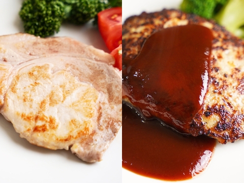 贈り物にピッタリ！10％の希少厳選豚「だいじょ豚」ギフトセット 手造りハンバーグ４個 ロースステーキ4枚 オリジナル藻塩10ｇ付き