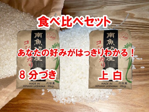 【初回限定BOX】南魚沼産コシヒカリ　8分づき2㎏と上白2㎏の食べ比べセット