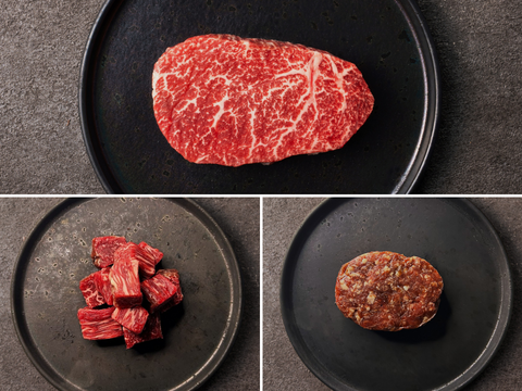 【30％OFF】［～2/1まで］ボリューム満点！ステーキ２種＋ハンバーグセット（1.26kg）（イチボ・さいころ・ハンバーグ）