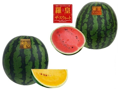 予約】大玉すいか羅王食べ比べセット2~3L(金色＋ザスウィート