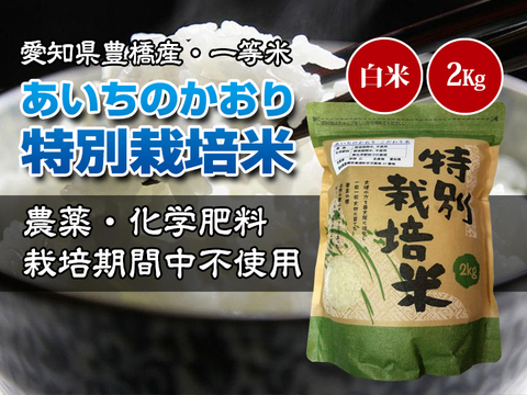 【栽培期間中農薬不使用・一等米】あいちのかおり 白米2kg【令和2年・愛知県産】