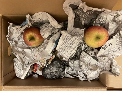 シャキッとジューシー☆葉取らずふじりんご🍎！小玉中心です。5キロ箱バラ詰め家庭用