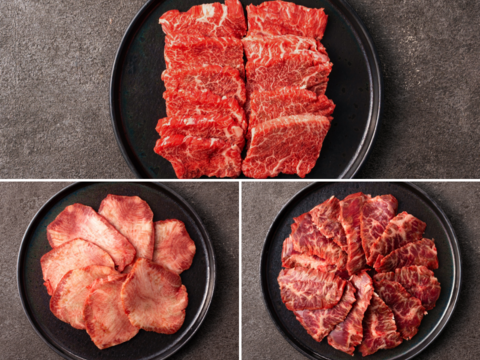 【ギフト】豪華３種 焼肉セット（カルビ・タン・ハラミ）＜自然放牧 黒毛和牛＞【冬ギフト】