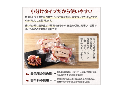 「放牧豚・デュロック純粋種」やまの華豚 手切りウデベーコン（冷凍・100g×5Pセット）