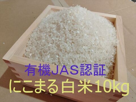 有機JAS認証【農薬不使用「にこまる」白米10kg】コシヒカリを超えた美味しさ 2024年兵庫県産「タガメの里・自然米」