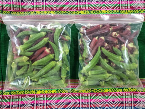 冷凍オクラ1ｋｇ　赤オクラ混合　数量限定　オクラ食べ比べ