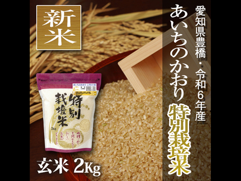 ★新米★【栽培期間中農薬不使用】あいちのかおり 玄米2kg【令和6年・愛知県産】