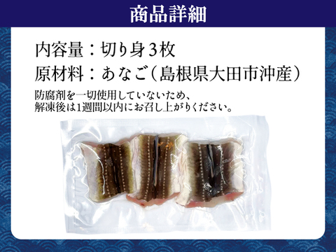 あなごの切り身！島根県沖で獲れたアナゴの切り身2パック