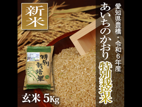 ★新米★【栽培期間中農薬不使用】あいちのかおり 玄米5kg【令和6年・愛知県産】