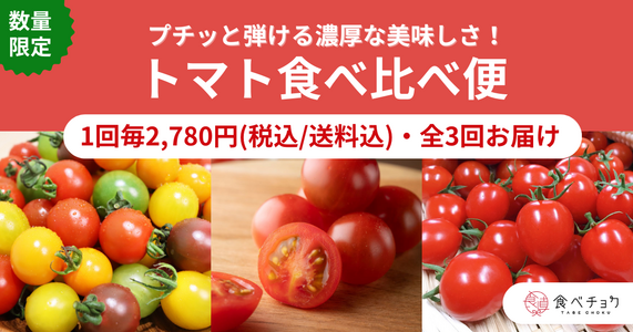 ※販売終了しました※　プチッと弾ける！濃厚トマトを3回お届け「トマト食べ比べ便」