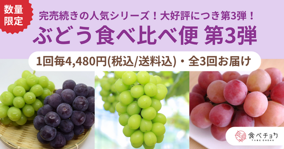 大好評！品種ごとの個性を贅沢に味わう！「ぶどう食べ比べ便 第3弾」