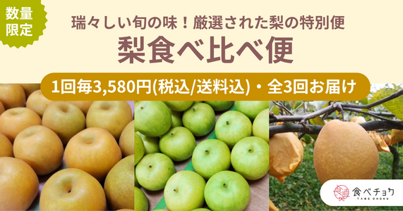 ※完売しました※みずみずしい旬の味を3回お届け！「梨の食べ比べ便」
