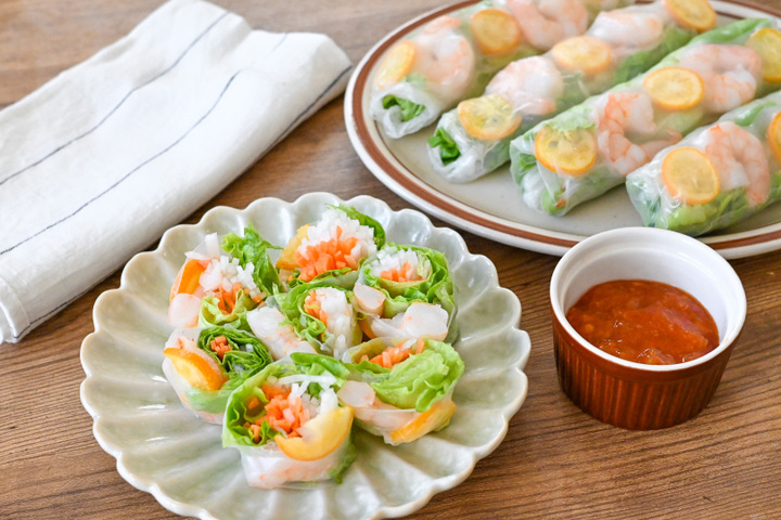 金柑とえびの生春巻き 〜金柑チリソース〜
